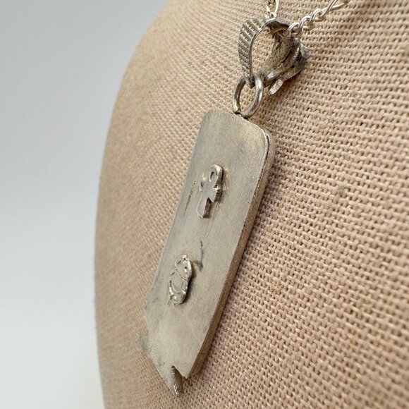 VTG Sterling Silver 925 Hieroglyphic Pendant Chain Necklace Size 26" Length - Picture 6 of 15